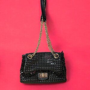 White House Black Market - Faux Patent Leather Fringe Shoulder Bag